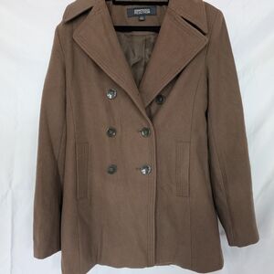 Kenneth Cole Reaction Brown Double-Breasted Pea Coat